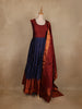 Maroon And Navy Blue Banarasi Silk Anarkali Gown with Dupatta