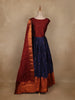 Maroon And Navy Blue Banarasi Silk Anarkali Gown with Dupatta