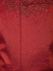 Maroon And Teal Blue Zari Woven Raw Silk Pattu Pavadai with Dupatta