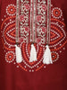 Maroon Bandhani Printed Cotton Salwar Suit with Dupatta