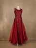 Maroon Bead and Sequin Embellishments Party Wear Kids Net Gown