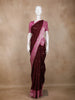 Maroon Birds Woven Raw Silk Saree with Contrast Pink Zari Border