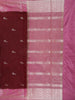 Maroon Birds Woven Raw Silk Saree with Contrast Pink Zari Border