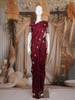 Maroon Butta Design Semi Banarasi Saree