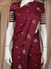 Maroon Butta Design Semi Banarasi Saree