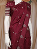 Maroon Butta Design Semi Banarasi Saree