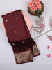 Maroon Butta Woven Design Soft Silk Saree with Silver Zari Floral Border