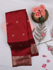 Maroon Butta Woven Design Soft Silk Saree with Silver Zari Floral Border