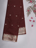 Maroon Butta Woven Design Soft Silk Saree with Silver Zari Floral Border