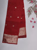 Maroon Butta Woven Design Soft Silk Saree with Silver Zari Floral Border