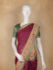 Maroon Butta Woven Tissue Saree With Contrast Blouse
