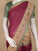 Maroon Butta Woven Tissue Saree With Contrast Blouse