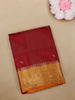 Maroon Checked Design Mysore Silk Saree With Contrast Zari Border