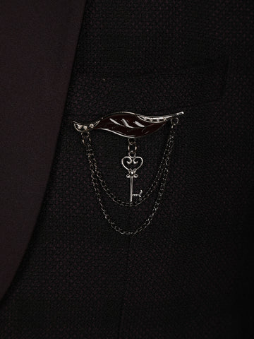 Maroon Checked Design Viscose Men's Suit - Diadem