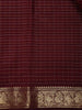 Maroon Checked Woven Pure Kanchipuram Silk Saree with Zari Border