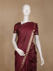 Maroon Checked Woven Pure Kanchipuram Silk Saree with Zari Border