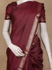 Maroon Checked Woven Pure Kanchipuram Silk Saree with Zari Border
