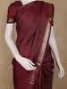 Maroon Checked Woven Pure Kanchipuram Silk Saree with Zari Border