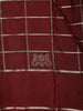 Maroon Checked Zari Woven Design Kanchipuram Silk Saree with Silver Zari Border