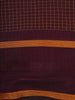 Maroon Checks Design Cotton Saree with Contrast Copper Zari Woven Border