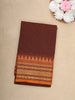Maroon Checks Design Cotton Saree with Contrast Mustard Zari Woven Border