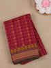 Maroon Checks Design Pure Cotton Saree with Paisley Border