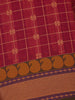 Maroon Checks Design Pure Cotton Saree with Paisley Border