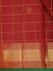 Maroon Checks Woven Pure Kanchipuram Silk Saree with Zari Border