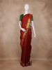 Maroon Checks Woven Pure Kanchipuram Silk Saree with Zari Border