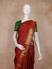 Maroon Checks Woven Pure Kanchipuram Silk Saree with Zari Border
