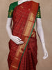 Maroon Checks Woven Pure Kanchipuram Silk Saree with Zari Border