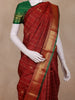 Maroon Checks Woven Pure Kanchipuram Silk Saree with Zari Border