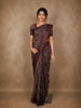 Maroon Circular Floral Printed Chanderi Cotton Saree with Zari Border