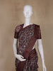Maroon Circular Floral Printed Chanderi Cotton Saree with Zari Border