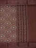 Maroon Circular Floral Printed Chanderi Cotton Saree with Zari Border