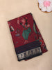 Maroon Kalamkari Printed Design Chanderi Cotton Saree with Contrast Zari Woven Border