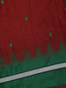 Maroon Diamond Motif Design Cotton Saree with Contrast Green Temple Border