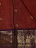 Maroon Elephant Motif Woven Pure Kanchipuram Silk Saree with Contrast Purple Zari Border
