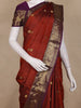 Maroon Elephant Motif Woven Pure Kanchipuram Silk Saree with Contrast Purple Zari Border