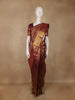 Maroon Floral And Peacock Motif Woven Pure Kanchipuram Silk Saree with Zari Border