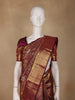 Maroon Floral And Peacock Motif Woven Pure Kanchipuram Silk Saree with Zari Border