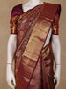 Maroon Floral And Peacock Motif Woven Pure Kanchipuram Silk Saree with Zari Border