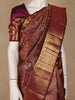 Maroon Floral And Peacock Motif Woven Pure Kanchipuram Silk Saree with Zari Border