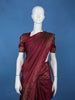 Maroon Floral And Stripes Woven Pure Kanchipuram Silk Saree With Zari Border