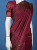 Maroon Floral And Stripes Woven Pure Kanchipuram Silk Saree With Zari Border