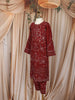 Maroon Floral Beads Embroidered Design Georgette Kids Salwar Suit