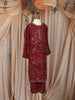Maroon Floral Beads Embroidered Design Georgette Kids Salwar Suit