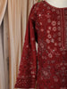 Maroon Floral Beads Embroidered Design Georgette Kids Salwar Suit