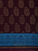 Maroon Floral Butta Printed Karishma Cotton Saree with Contrast Blue Ornamental Border