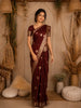 Maroon Floral Butta Woven Design Semi Banarasi Saree with Zari Border